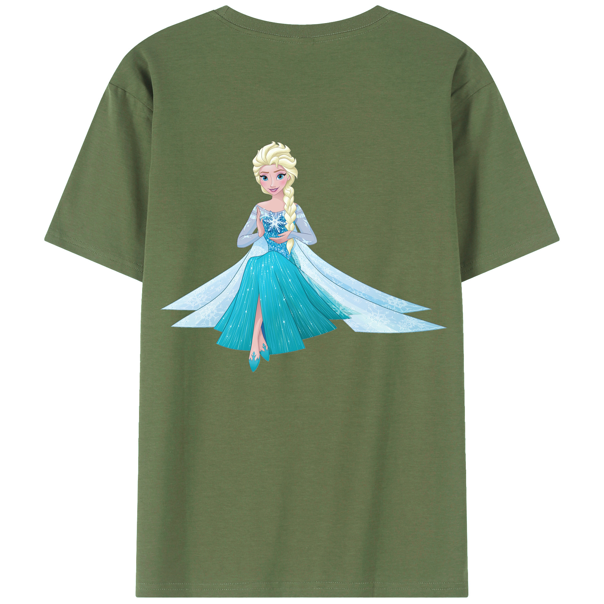 （画像用） アナと雪の女王 アンナ エルサ Frozen Anna Elsa 綿100％ メンズ半袖Tシャツ（バックプリント） 通気性